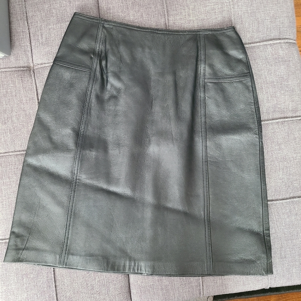 Willi Smith Collection A-line Lamb Leather Skirt 8